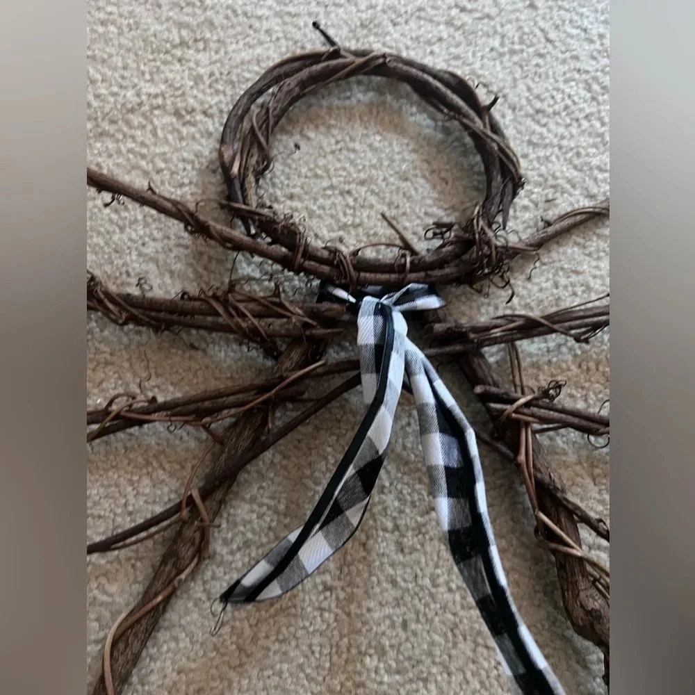 Angel Shaped Grapevine Natural Hanging Twig Wreath Hearts